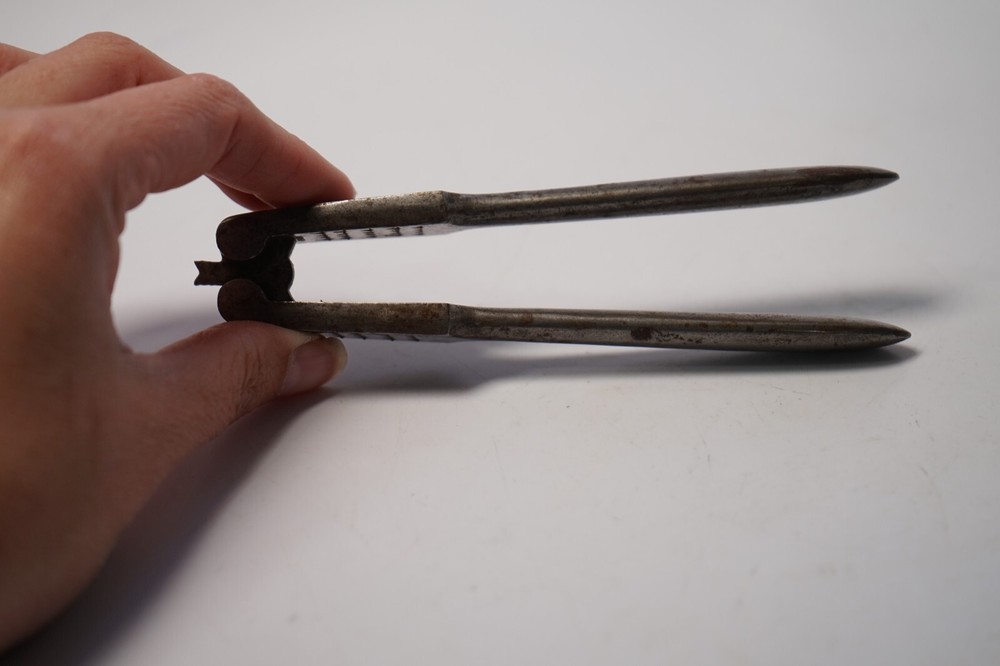 Vintage 5 1/2" Solid Cast Metal Hand Held Nutcracker Heavy Duty Retro Kitchen