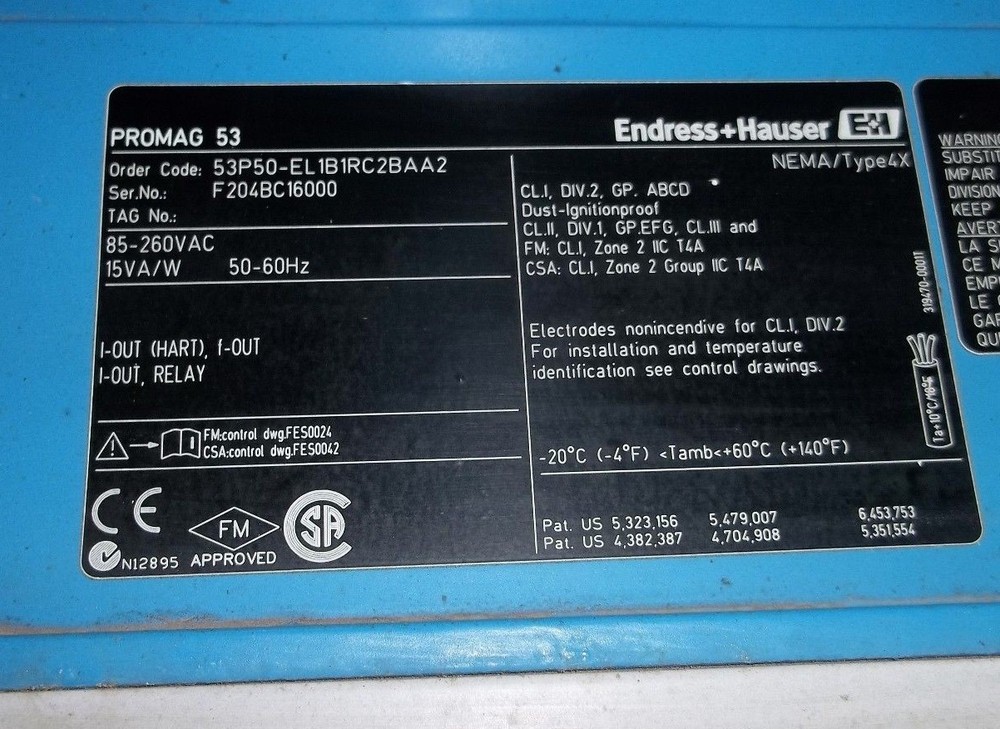 ENDRESS-HAUSER PROMAG 53 53P50-EL1B1RC2BAA2 FLOW METER CONTROLLER (EE5)