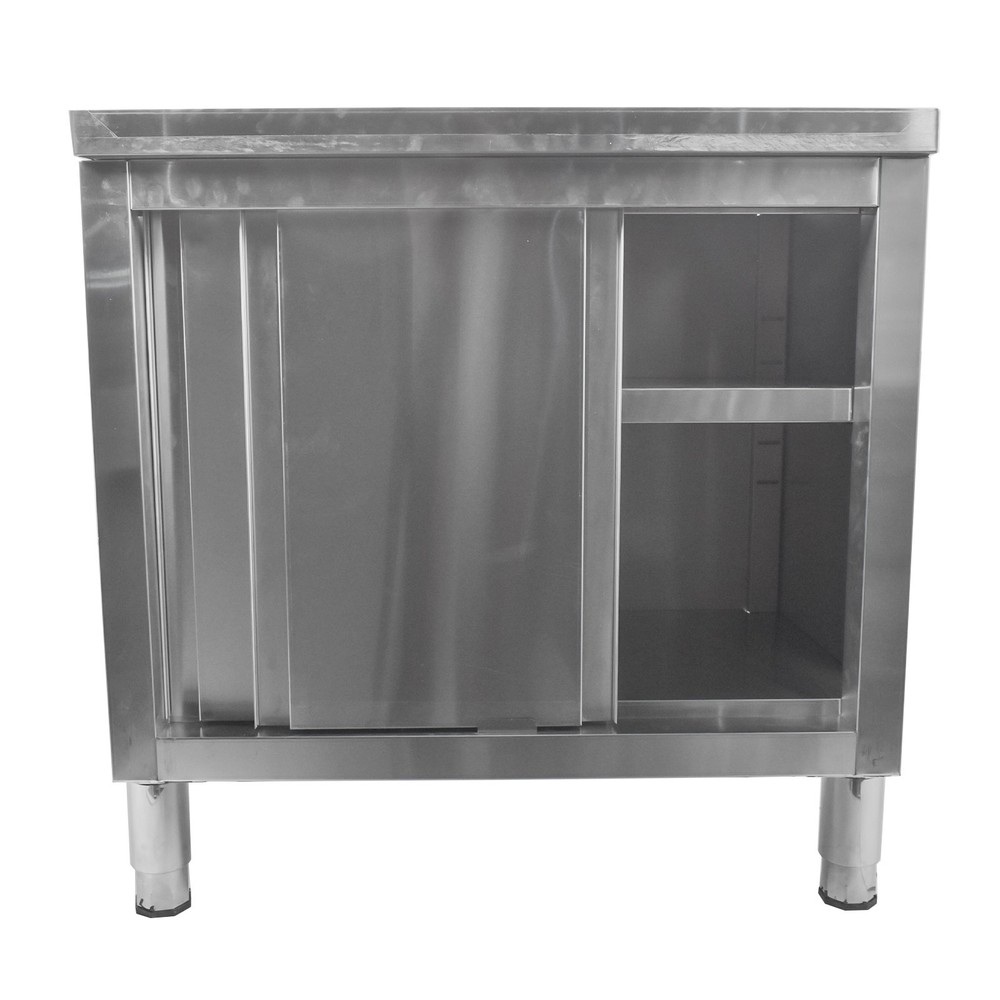 Commercial Kitchen Workbench with Sliding Doors Heavy Duty Prep Table for Garage