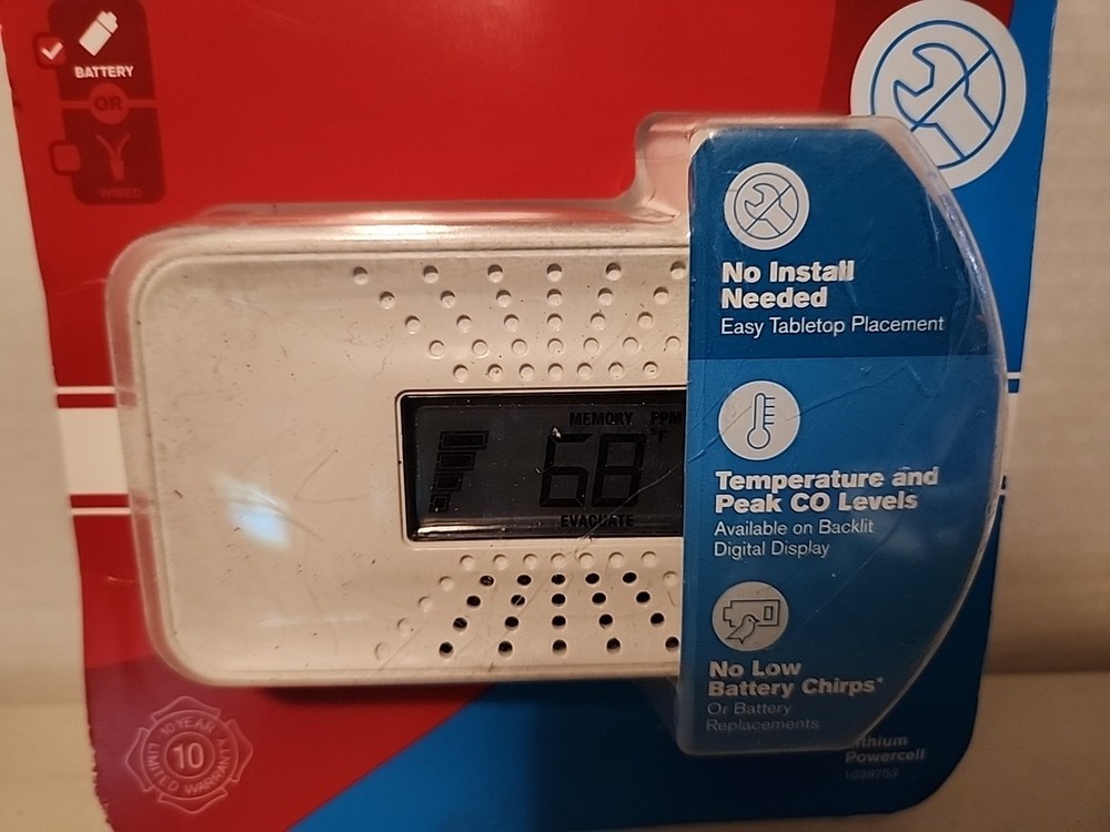 First Alert Carbon Monoxide Alarm Detector with Digital Temperature Display...