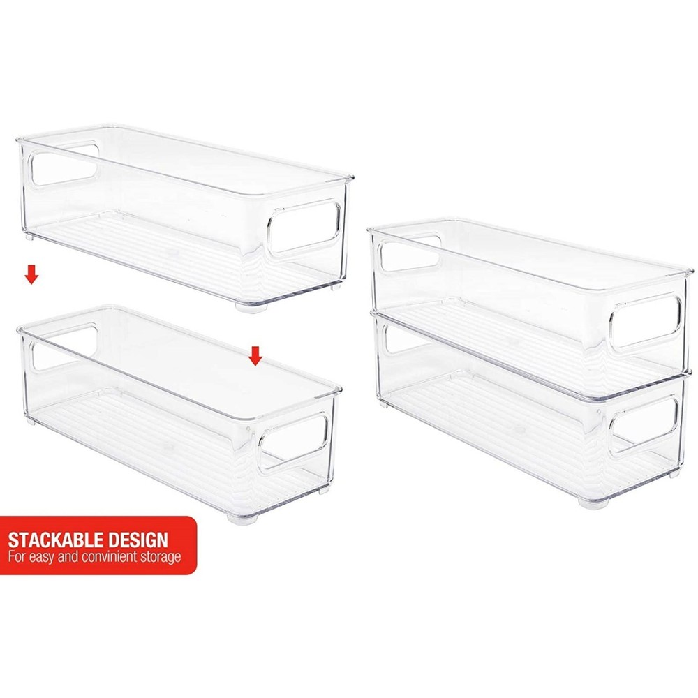 Plastic Storage Bin Clear Stackable Portable W Snap Lid & Handles