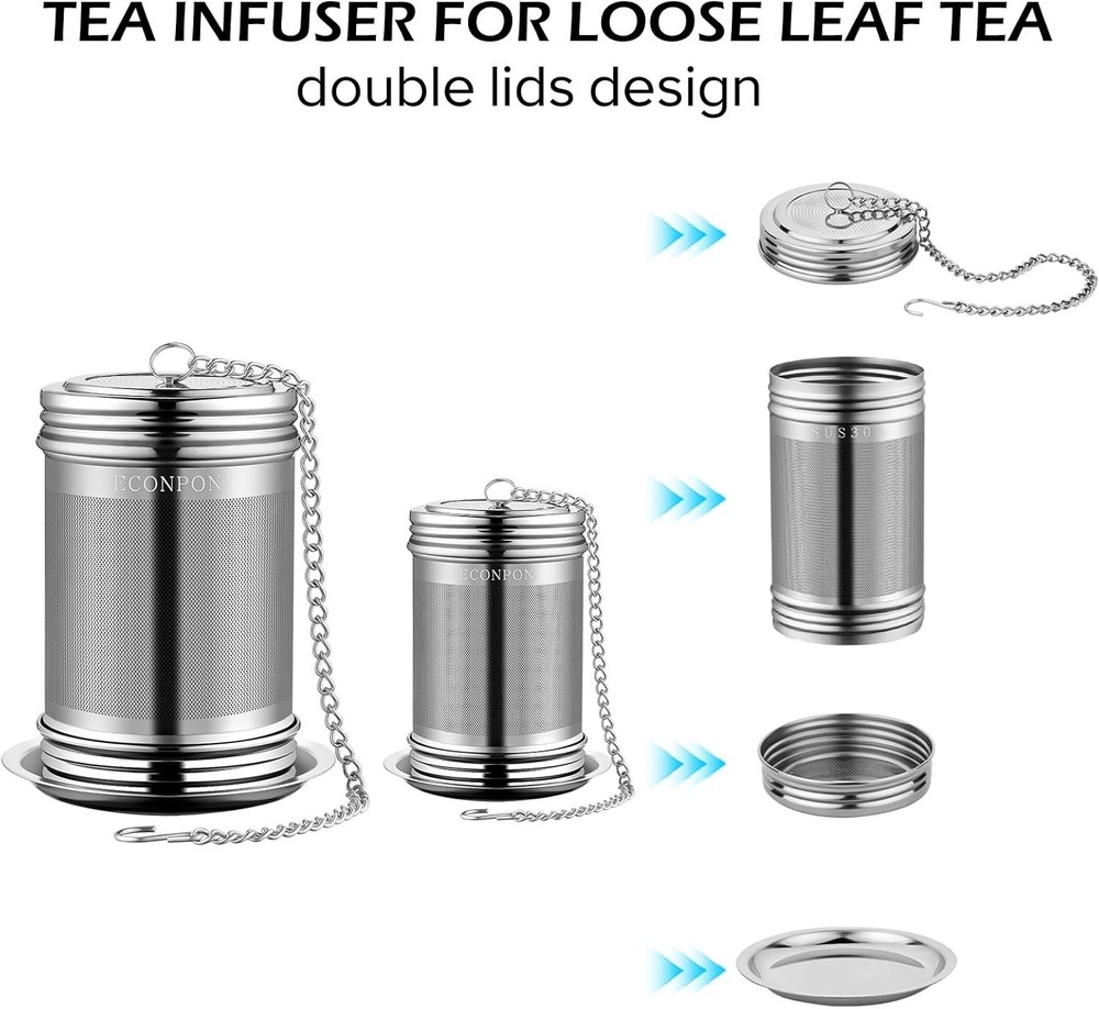2 Pack Extra Fine Mesh Tea Infuser Stainless Steel Strainer for Loose Leaf Tea