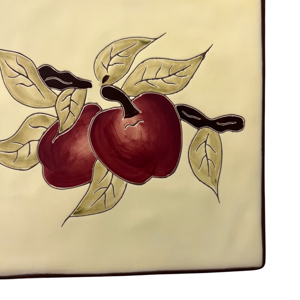 Handcrafted Ceramic Trivet Tile Apple Design Kitchen Home Decor Rustic 6 1/4 in