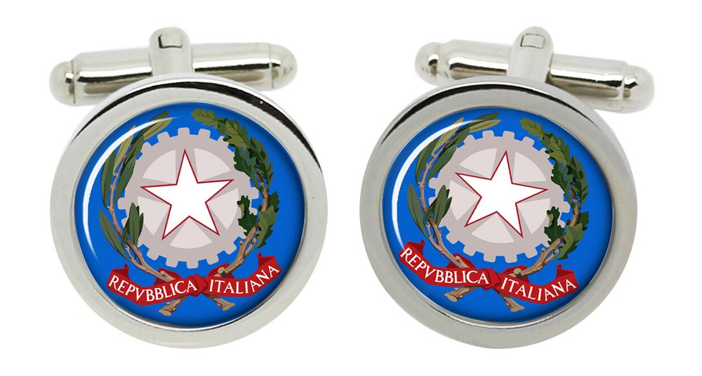 Italy Crest Round Cufflinks in Box
