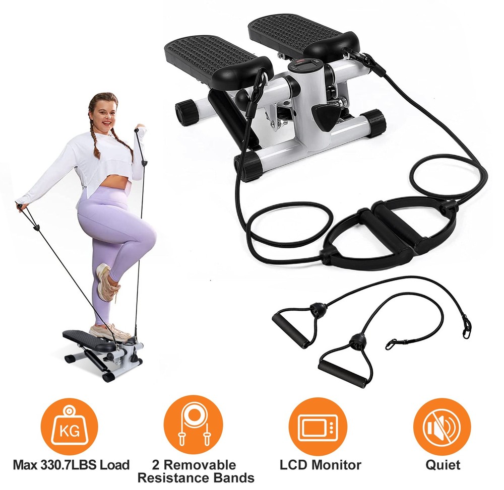 Mini Stair Stepper Featuring Dual Resistance Bands &LCD Display For Home
