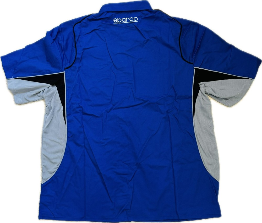 Sparco Official Button Crew Shirt "Pit Tech" Blue S-XXL