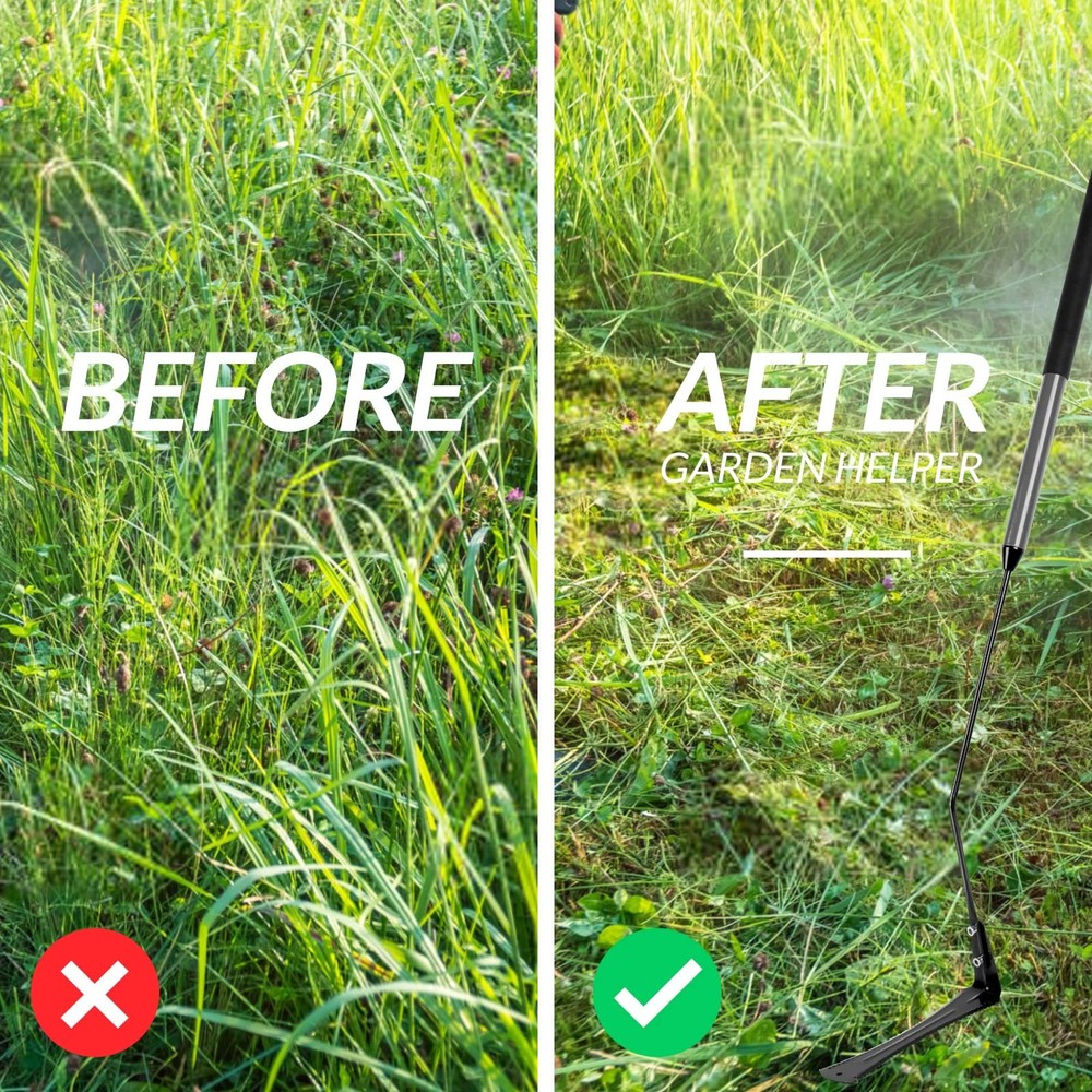 Grass Whip with Double-Edged Serrated Sharp Steel Blade Weed Grass Cutter