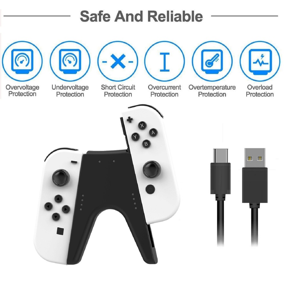 V Shape Charging Grip With Type-C Charging Cable For Switch NS JoyCon Controller