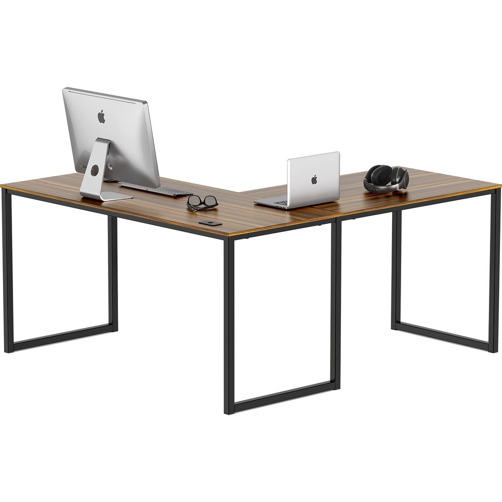 Mission 55 x 60 Inches L-Shape Home Office Computer Desk, Walnut