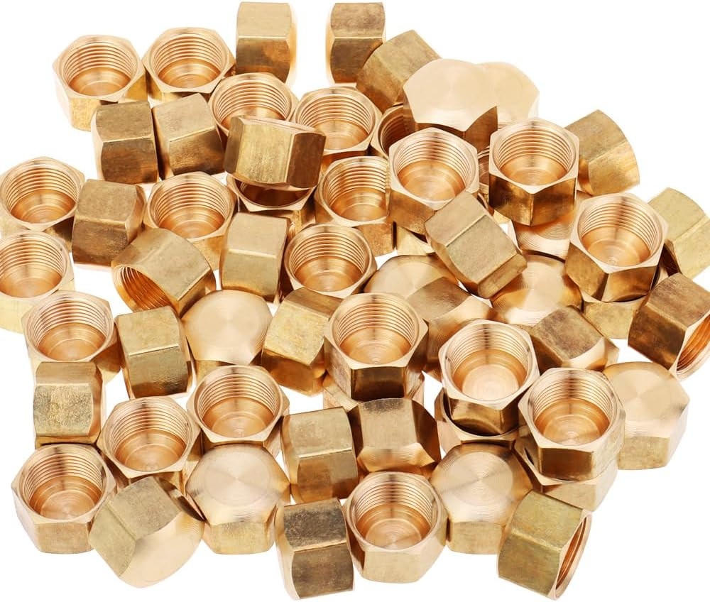 3/8-Inch Brass Compression Cap Stop Valve Cap,Brass Compression Fitting(Pack of