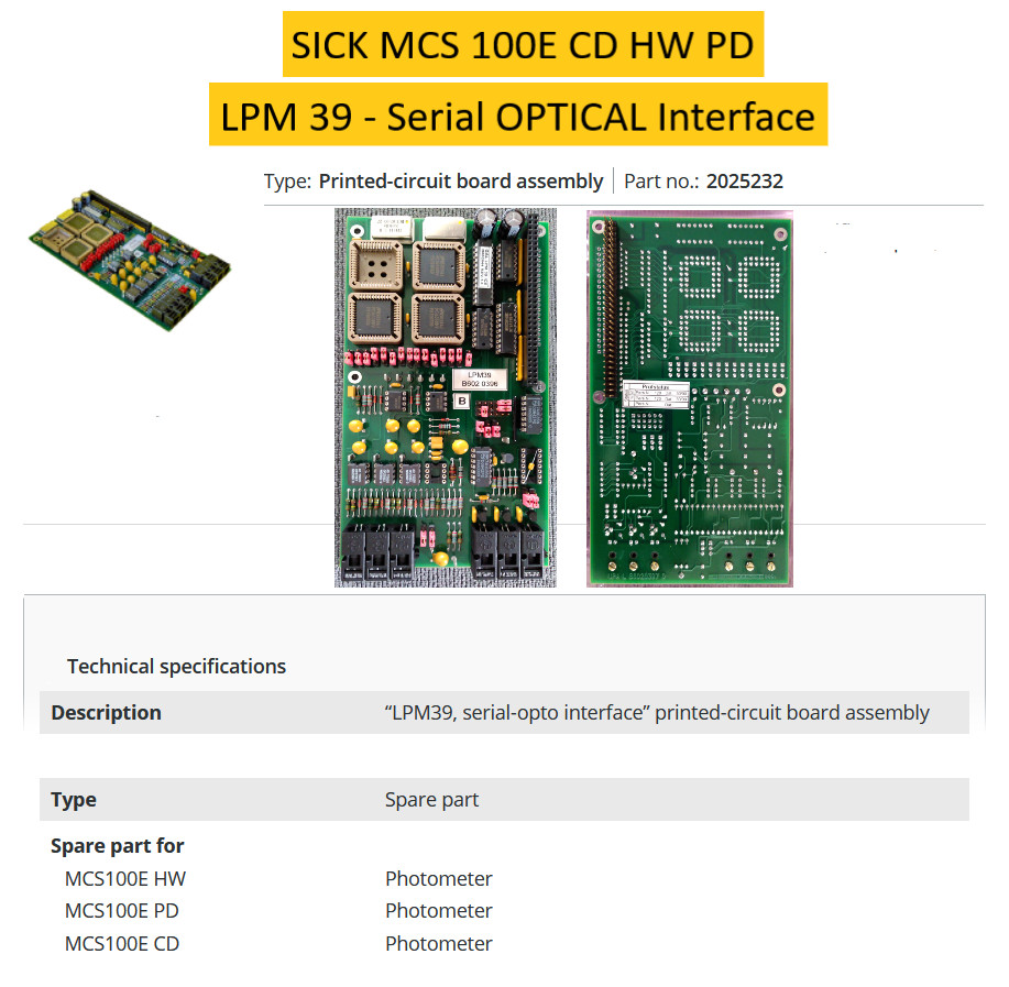 SICK MCS 100E CD HW PD  Serial OPTICAL Interface module LPM 39