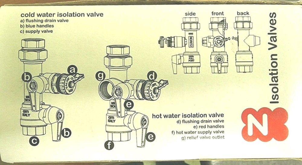 Tankless Water Heater Service Valve Kit