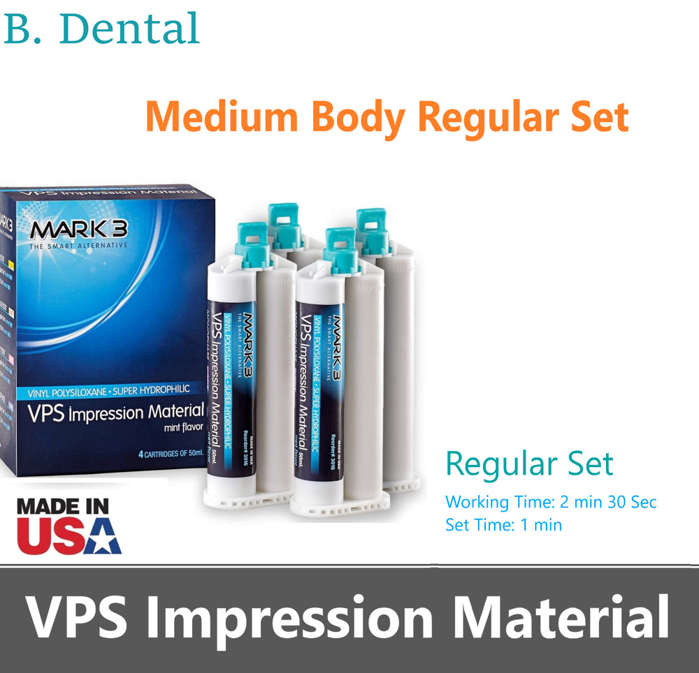 Dental MEDIUM BODY REGULAR SET VPS PVS Impression Material Set 50ML Cartridges