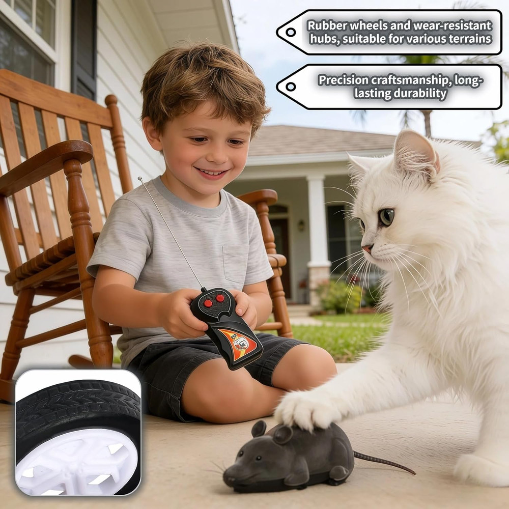 Remote Control Mouse Cat Toy, Realistic RC Interactive Pet Toy with Wireless Con