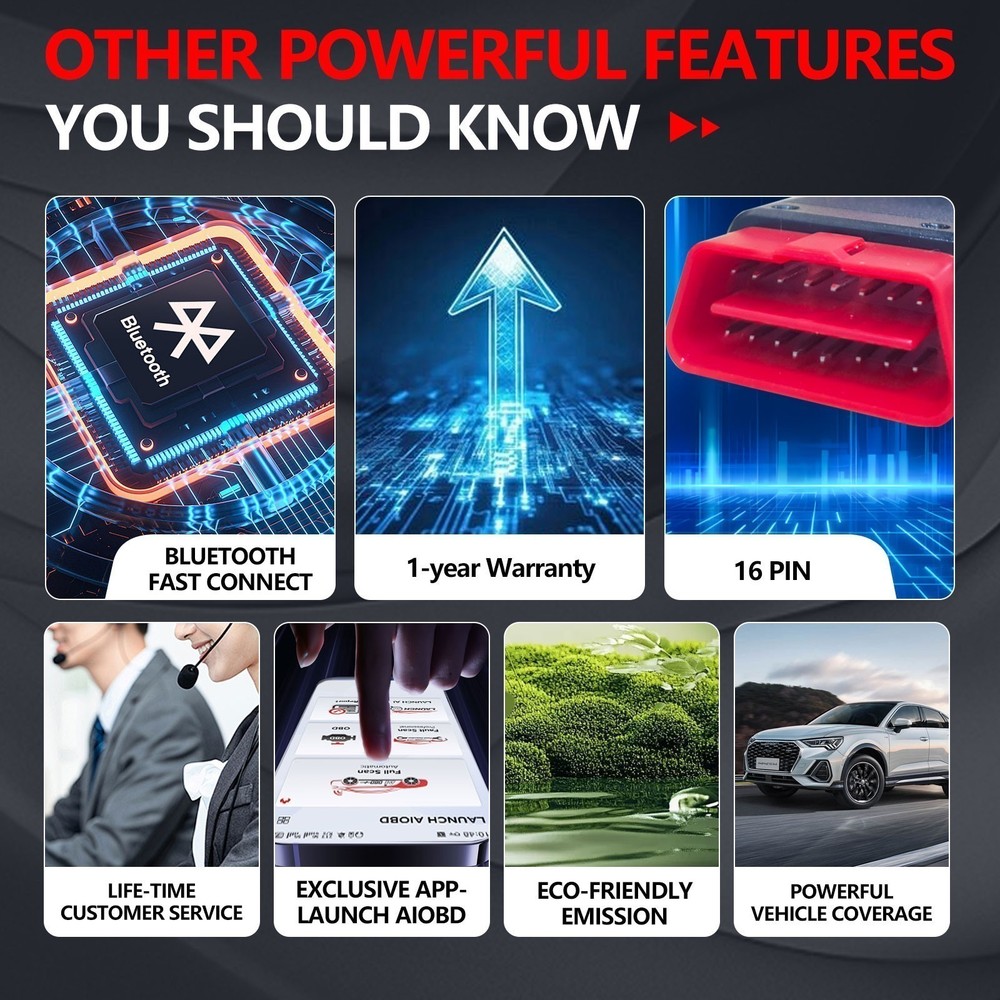 *LAUNCH AIOBD Car Diagnostic Tool Full System Bluetooth OBD2 Code Reader Scanner