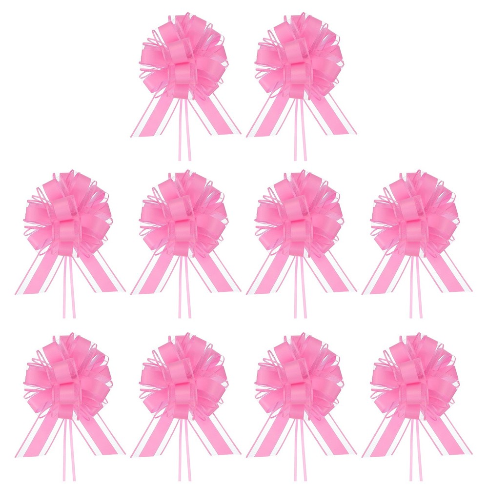 Large Gift Bow 8x6 Inch, 10 Pack  Pull Bows for Gift Wrapping, Pink