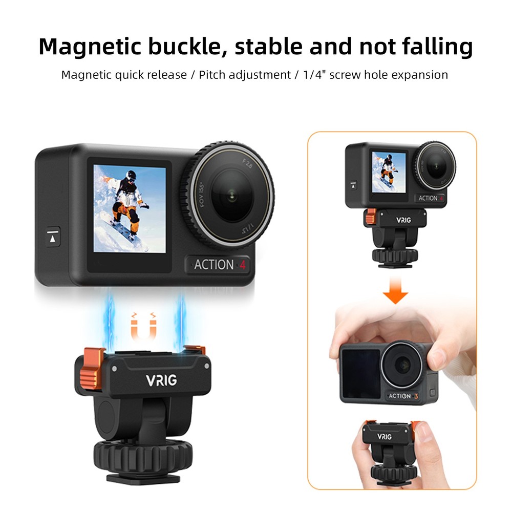 Cold Shoe Camera Mount Adapter Quick Release For DJI OSMO Action 5 Pro / 4 / 3