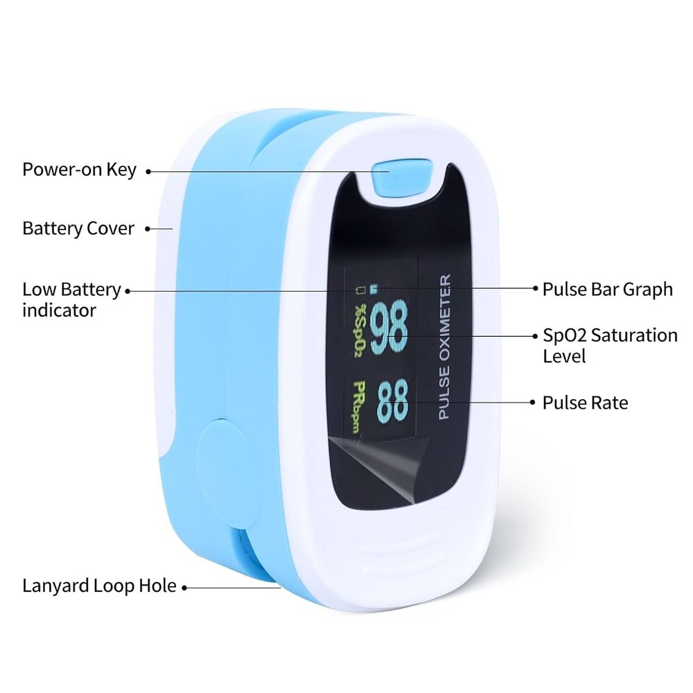 Lightweight Pulse Oximeter with Quick Readings & Adjustable Brightness For Ease