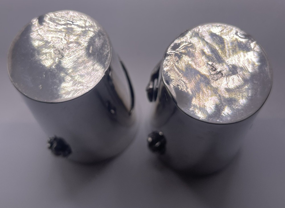 Chinese Export Luen Wo Figural Silver Bug Lizard Cup Pair