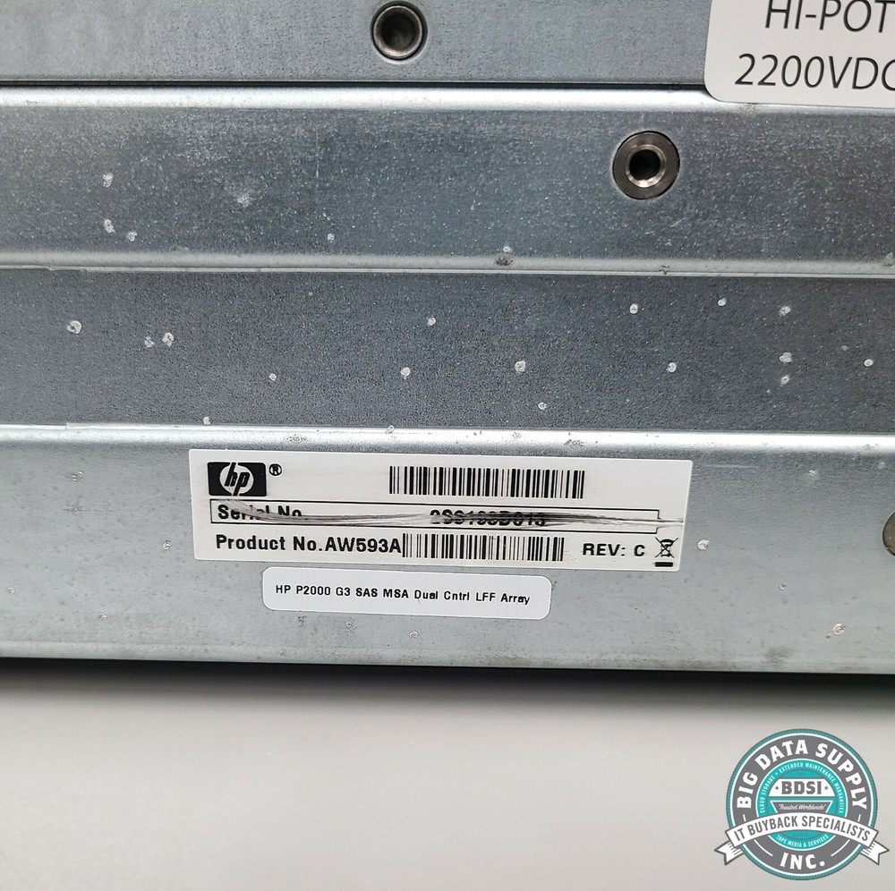 HP, StorageWorks P2000 Dual Controller Array, P/N AW593A