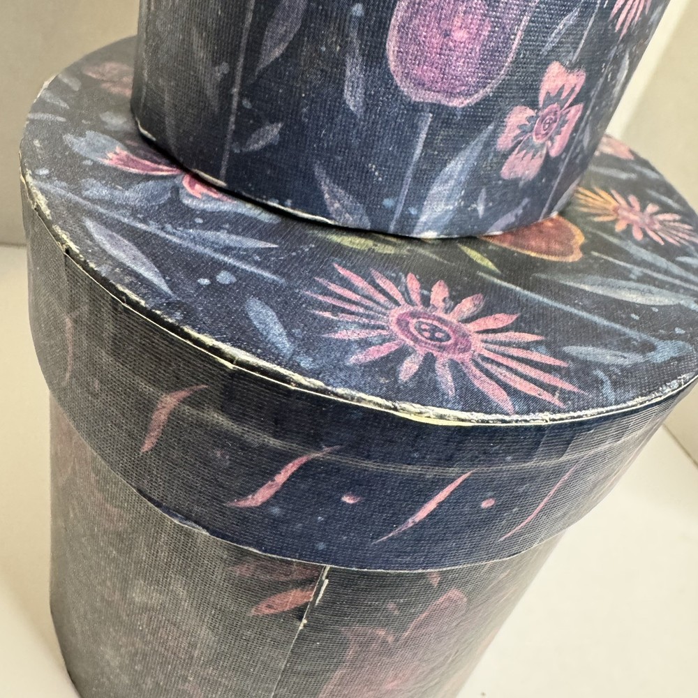 Bob’s Boxes 2 Stacking LANG Folk Art PRIMITIVE BLOOMS Box Susan A. Winget Oval