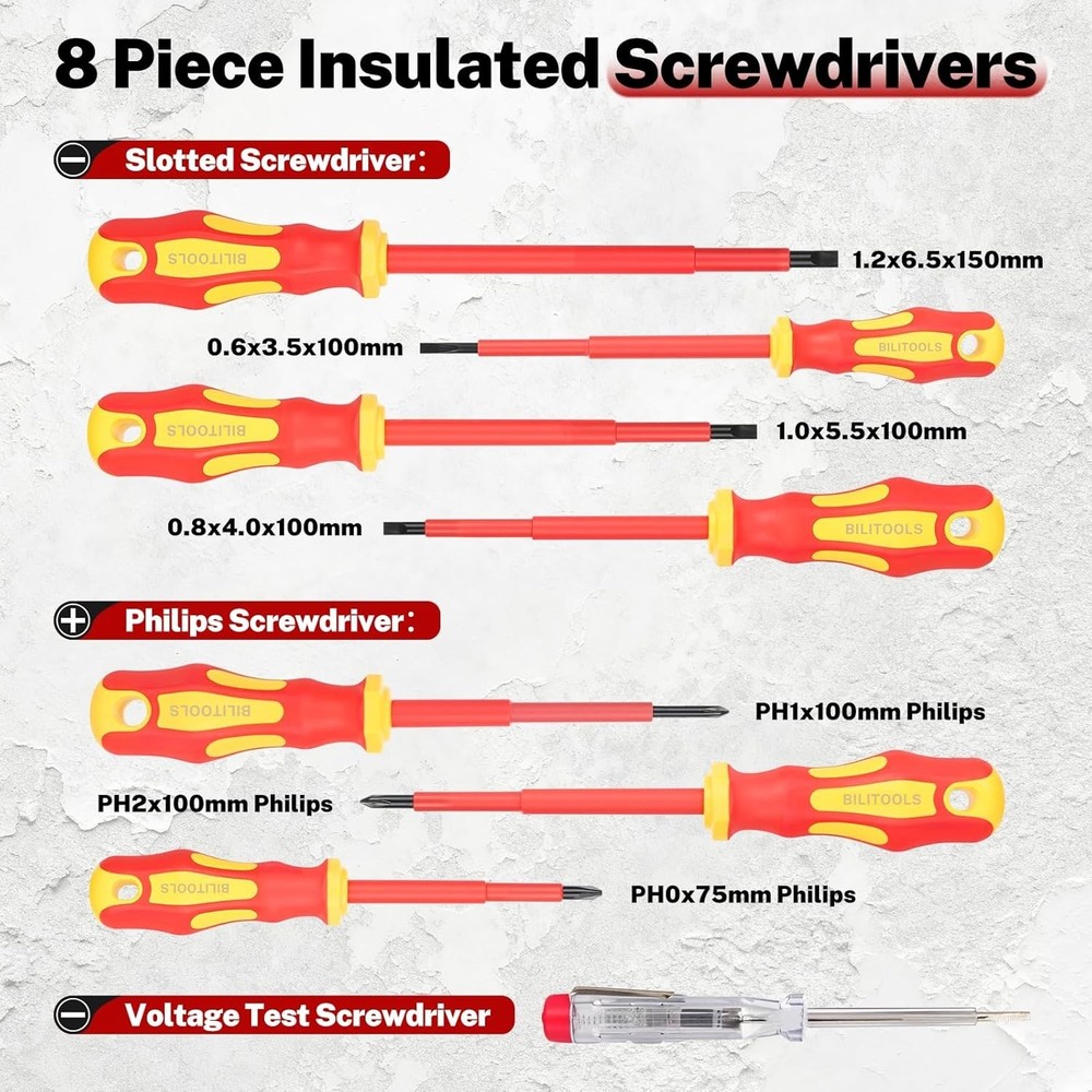 Insulated Screwdriver Set, VDE Electrician Tools
