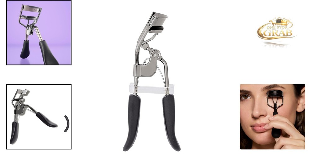 Pro Eyelash Curler Strong Contoured Lash Lifter Silver with Extra Pad