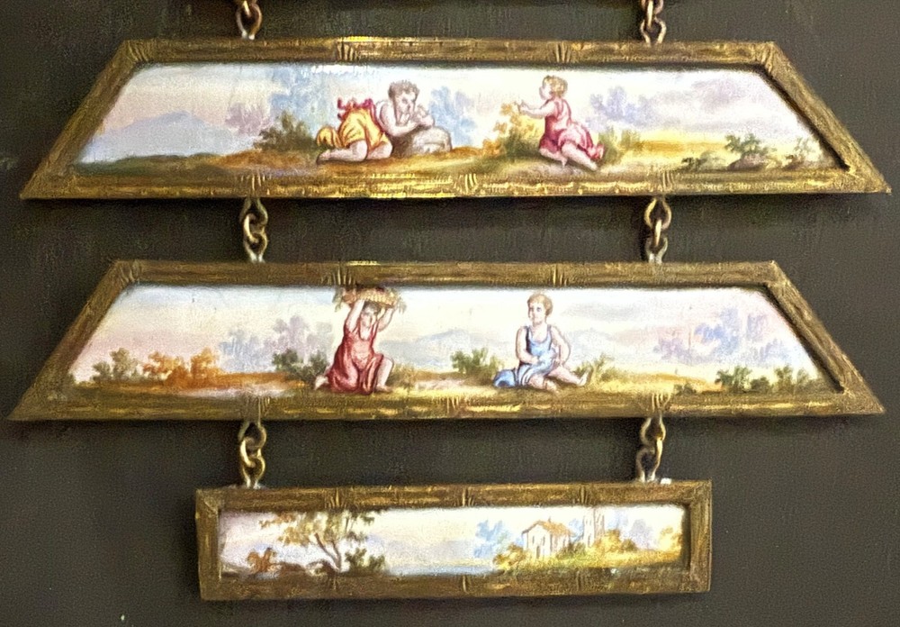 Antique 19C Austrian Enamel 4 Wall Panels