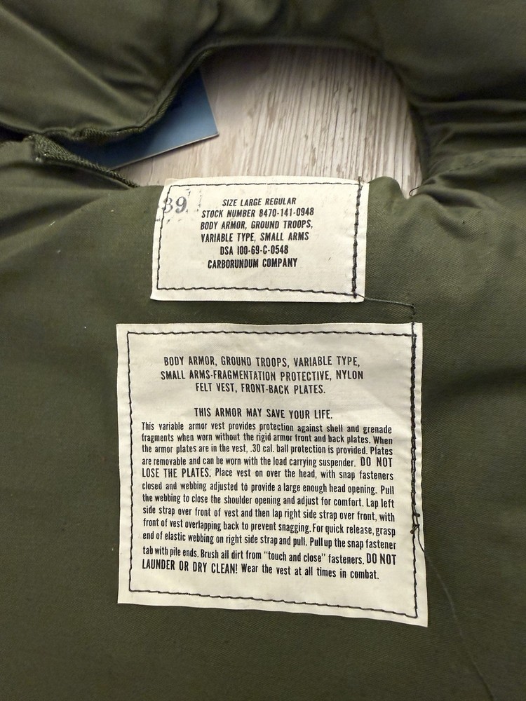 Vietnam Variable Body Armor New In Original Box Large Regular