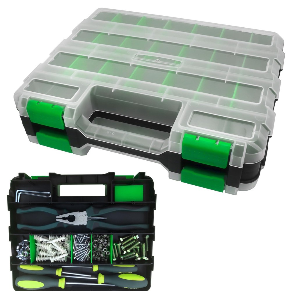 Tools Organizer Box Small Parts Storage 50-Compartment Double Side Green