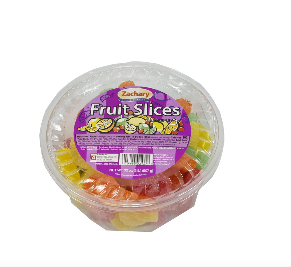Zachary, Assorted Fruit Slices, Lemon, Lime, Cherry, & Orange Flavored Candy, 32