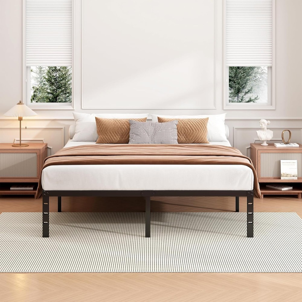 18 Inch Full Bed Frame Sturdy Metal Platform Full Size No Box Spring Needed