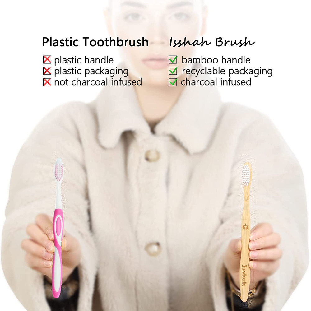 30 Pack Bamboo Toothbrushes Medium Bristles Eco Friendly Biodegradable Bulk Set