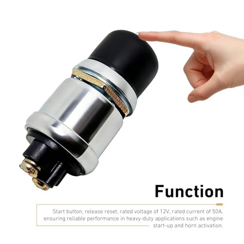 Push Button Starter Switch, 12V 50A Waterproof Car Engine Start Push Button,