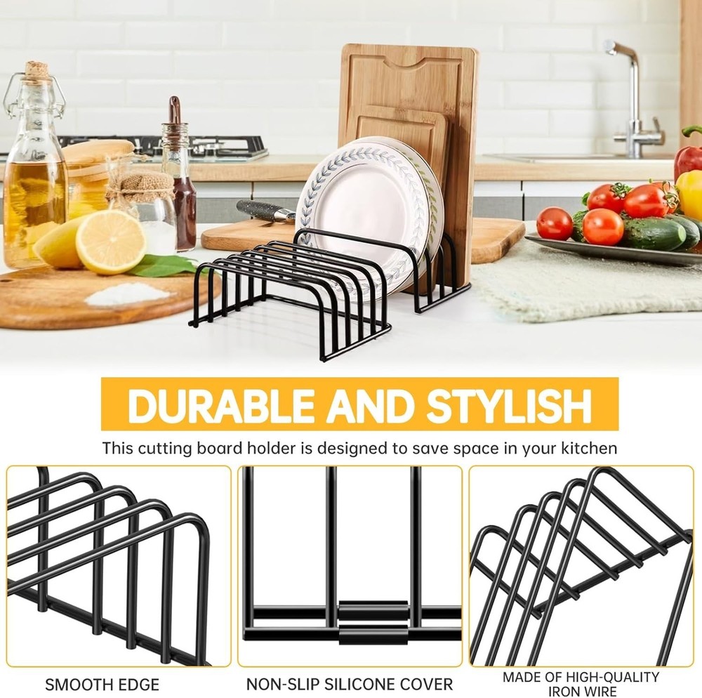 Kitchen Cutting Board Organizer Rack, 5-Slot Storage Holder for Boards, Bakeware