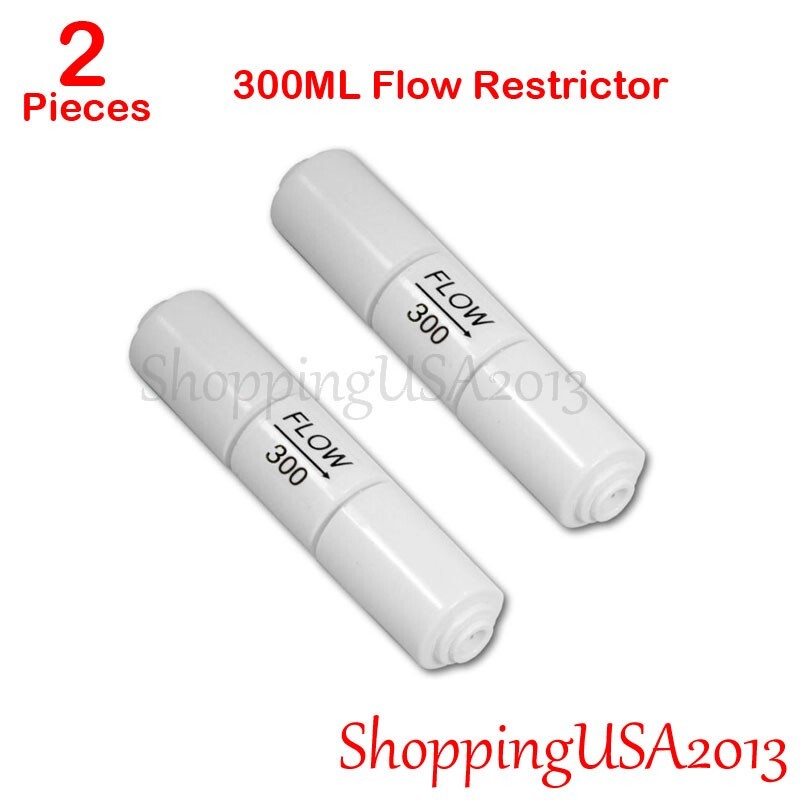 2 Pcs 300cc Flow Restrictor Push In Quick Connect Unter Sink RO Water Filter