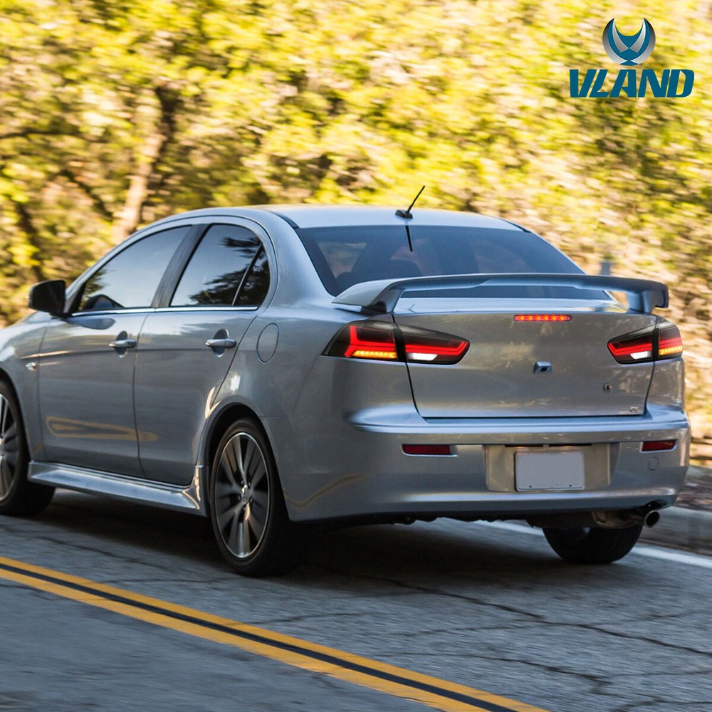 Pair Smoked LED Tail Lights For Mitsubishi Lancer 2008-2017 Sequential Rear Lamp