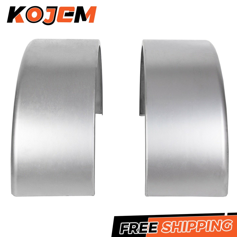 Pair of Steel Round Single Axle Trailer Fenders & Backs For 14" 15'' 16" Wheel
