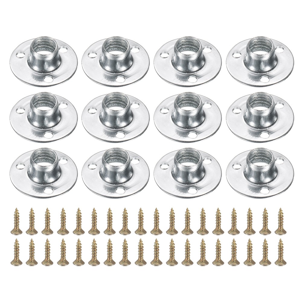 12Pcs Round Nut M10 3 Hole 8.2mm Silver