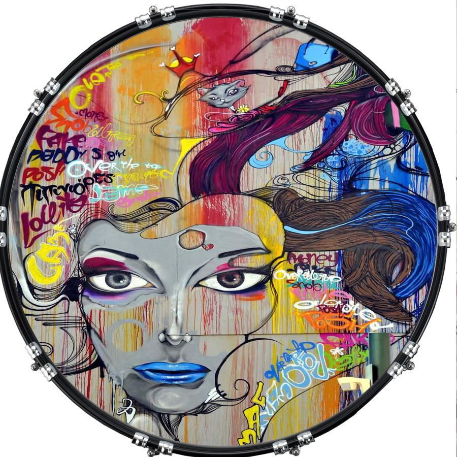 20" Custom Bass Kick Drum Front Head Graphic Graphical Graffiti 6