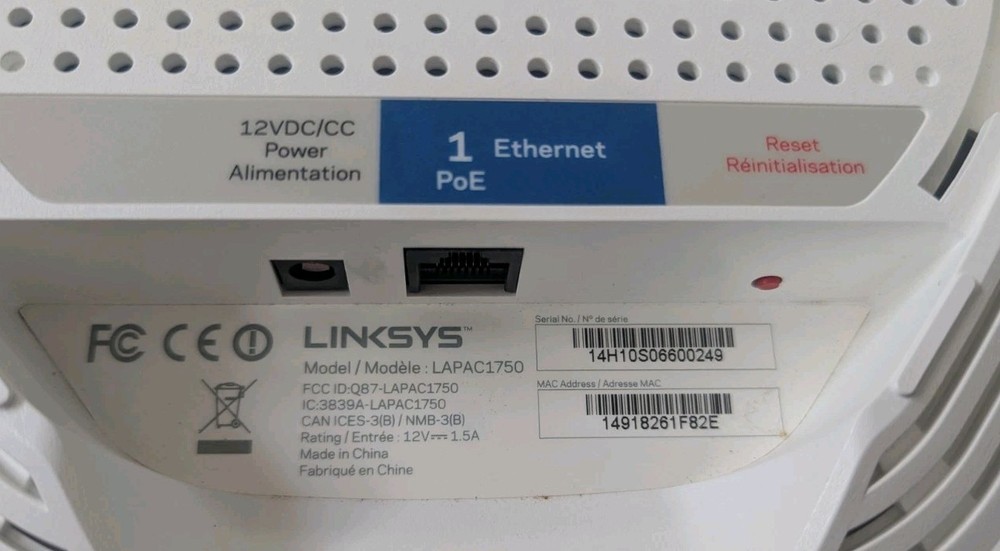 Linksys LAPAC1750 Dual-Band Cloud Wireless Access Point, White, Pre-Owned