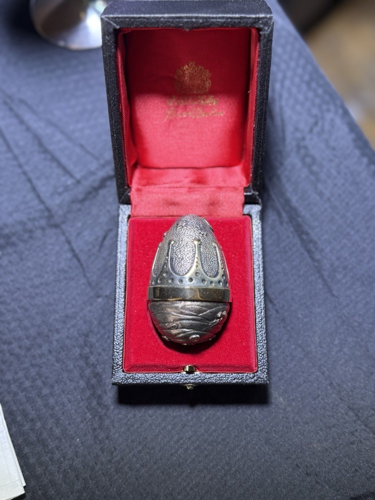 Stuart Devlin Sterling Silver Gilt Surprise Easter Egg No. 43 Boxed w/ Receipt