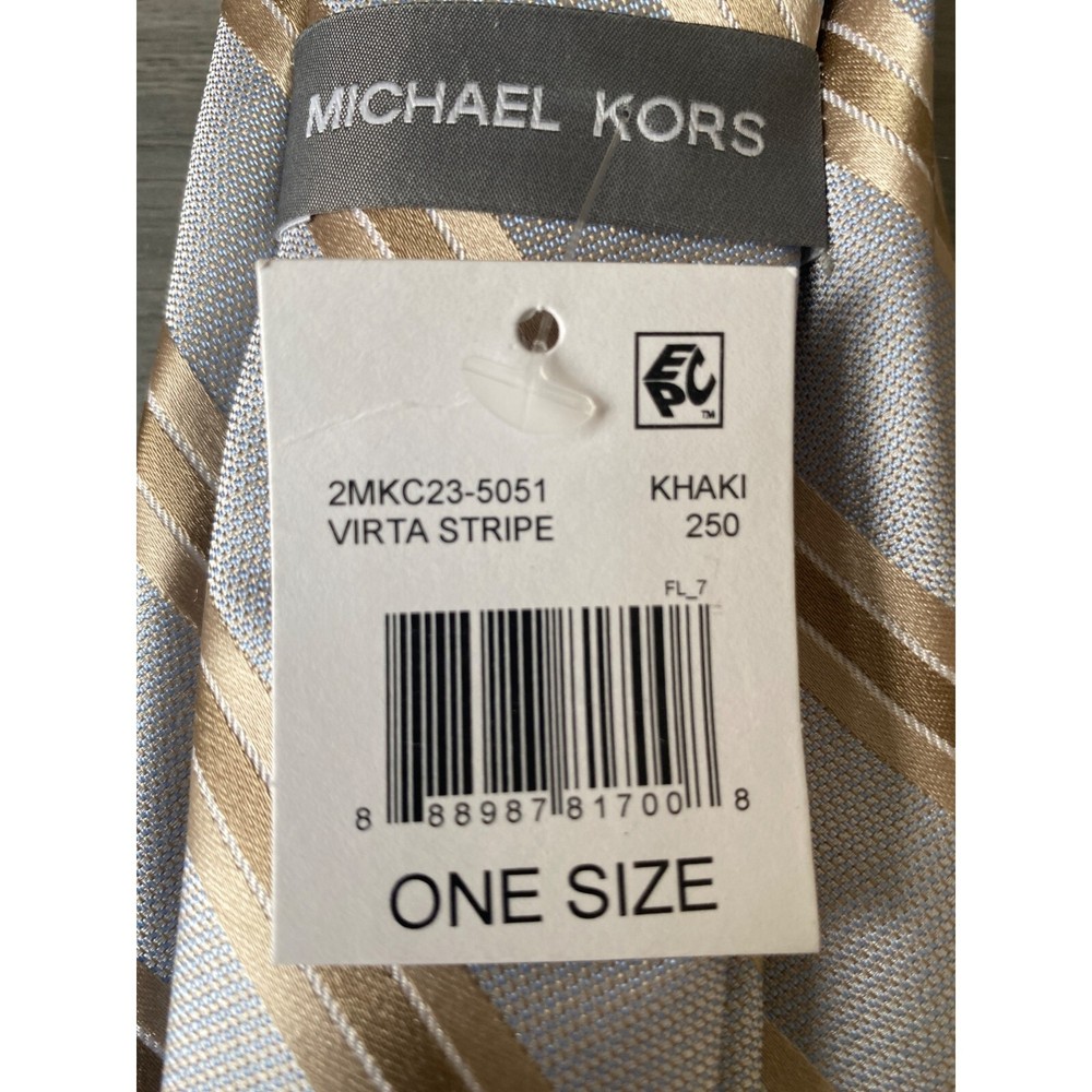 Michael Kors Men's Vitra Stripe Tie Khaki OS NWT