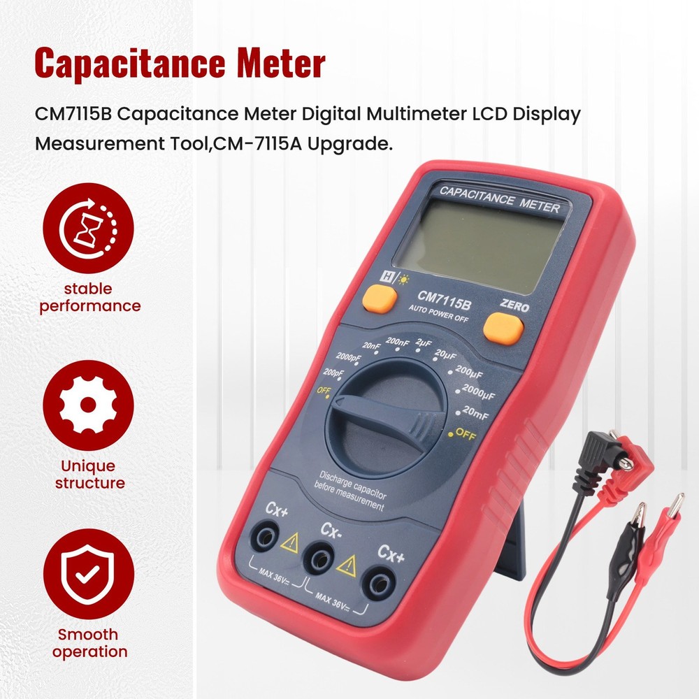 CM7115B Capacitance Meter Digital Multimeter LCD Display Measuring Tool, CM-6310