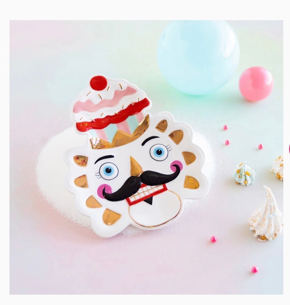 New Glitterville Colonel Cupcake Cookie Plate Ceramic