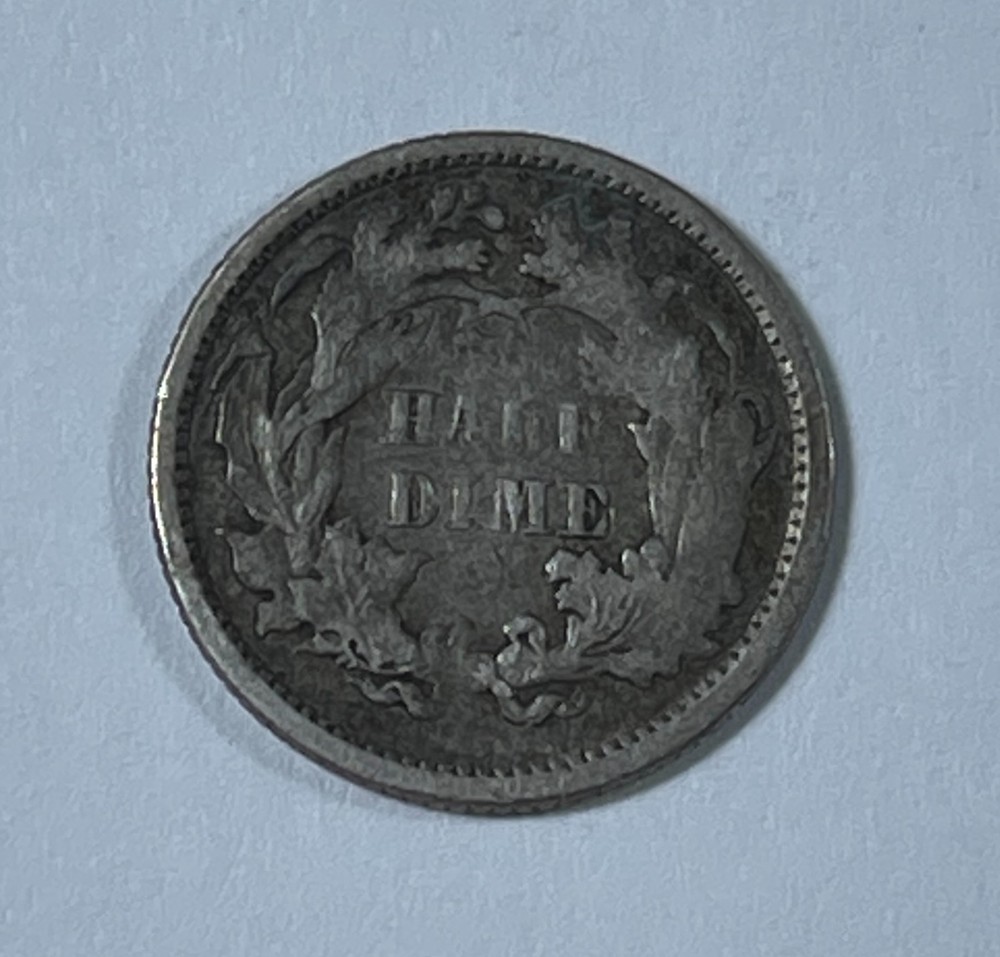 1872 1/2 10C (#21374) VF weak strike