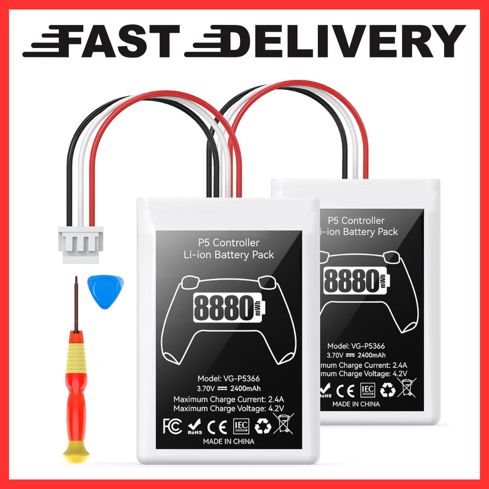 2 Pack PS5 Controller Battery Replacement 8880mWh High Capacity Rechargeable