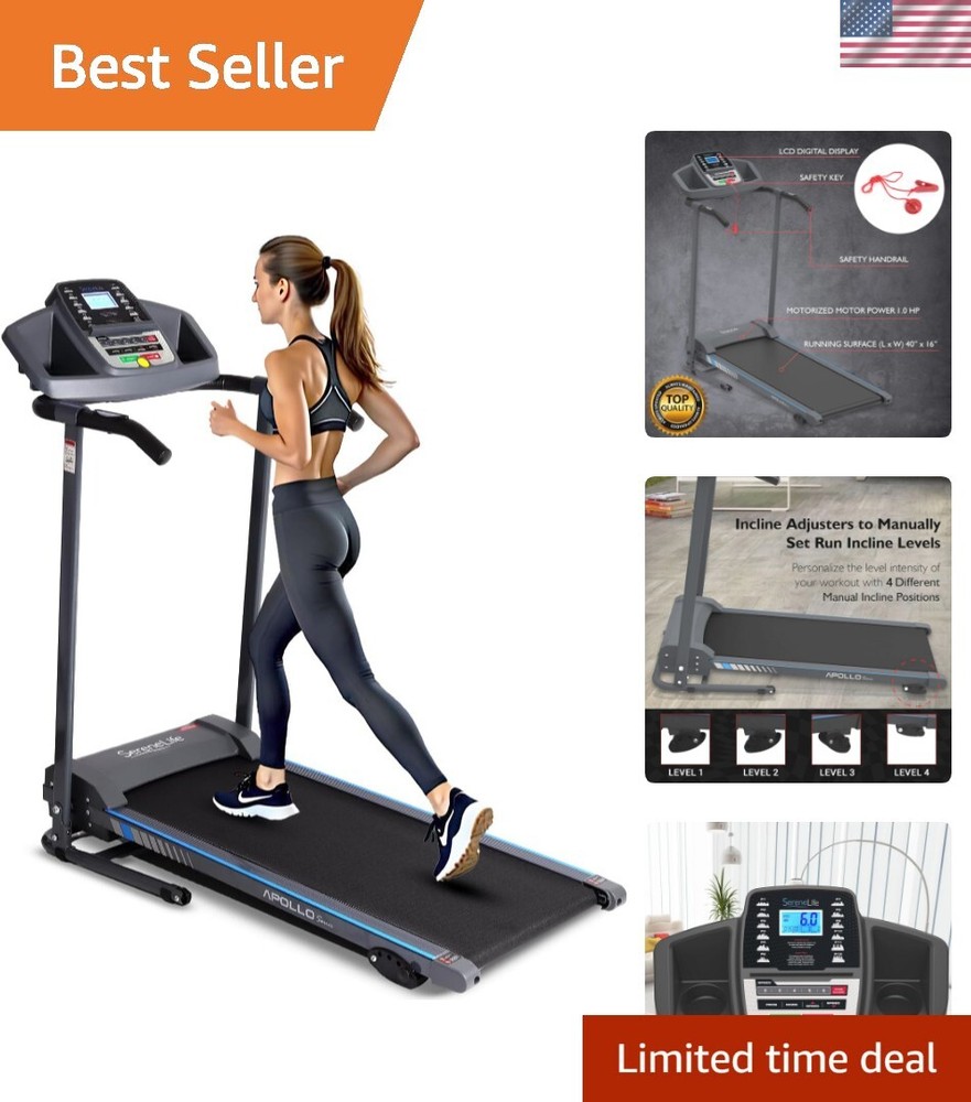 Smart Digital Folding Treadmill w/ LCD Display & Bluetooth for Home Use - 6 MPH