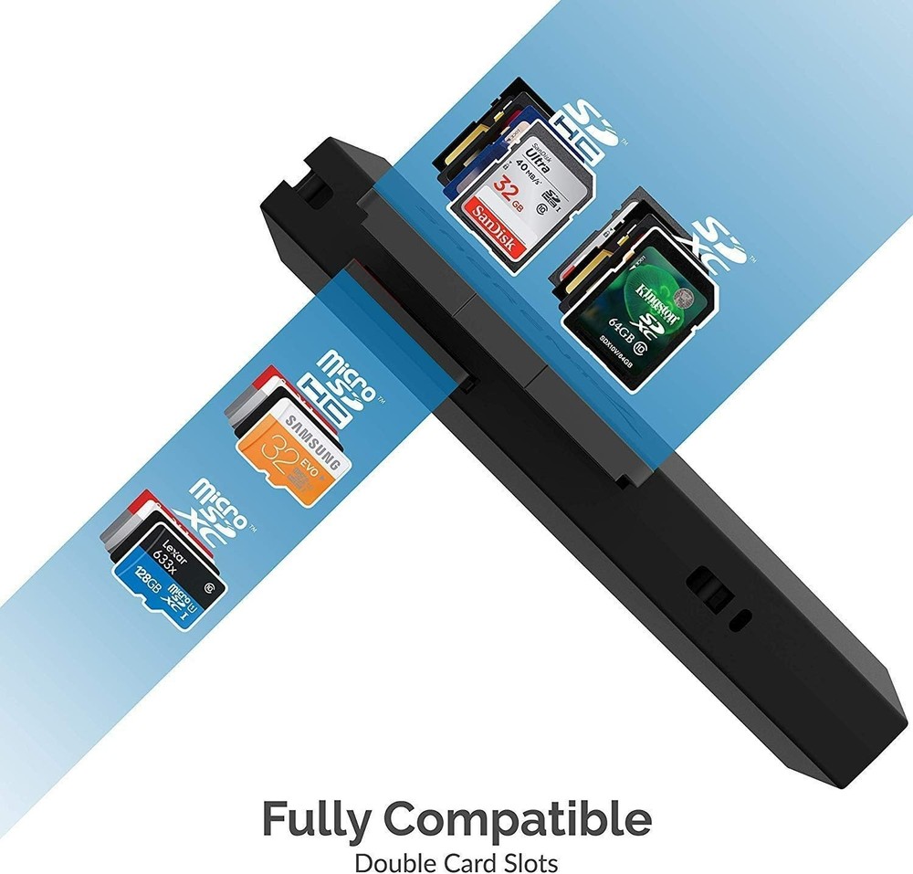 SuperSpeed 2 Slot USB 3.0 Flash Memory Card Reader for Windows, Mac, Linux, a...