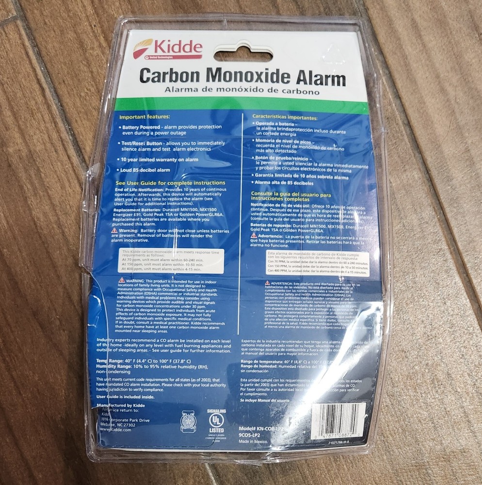 Kidde 9CO5-LP2 Battery Powered Carbon Monoxide Alarm